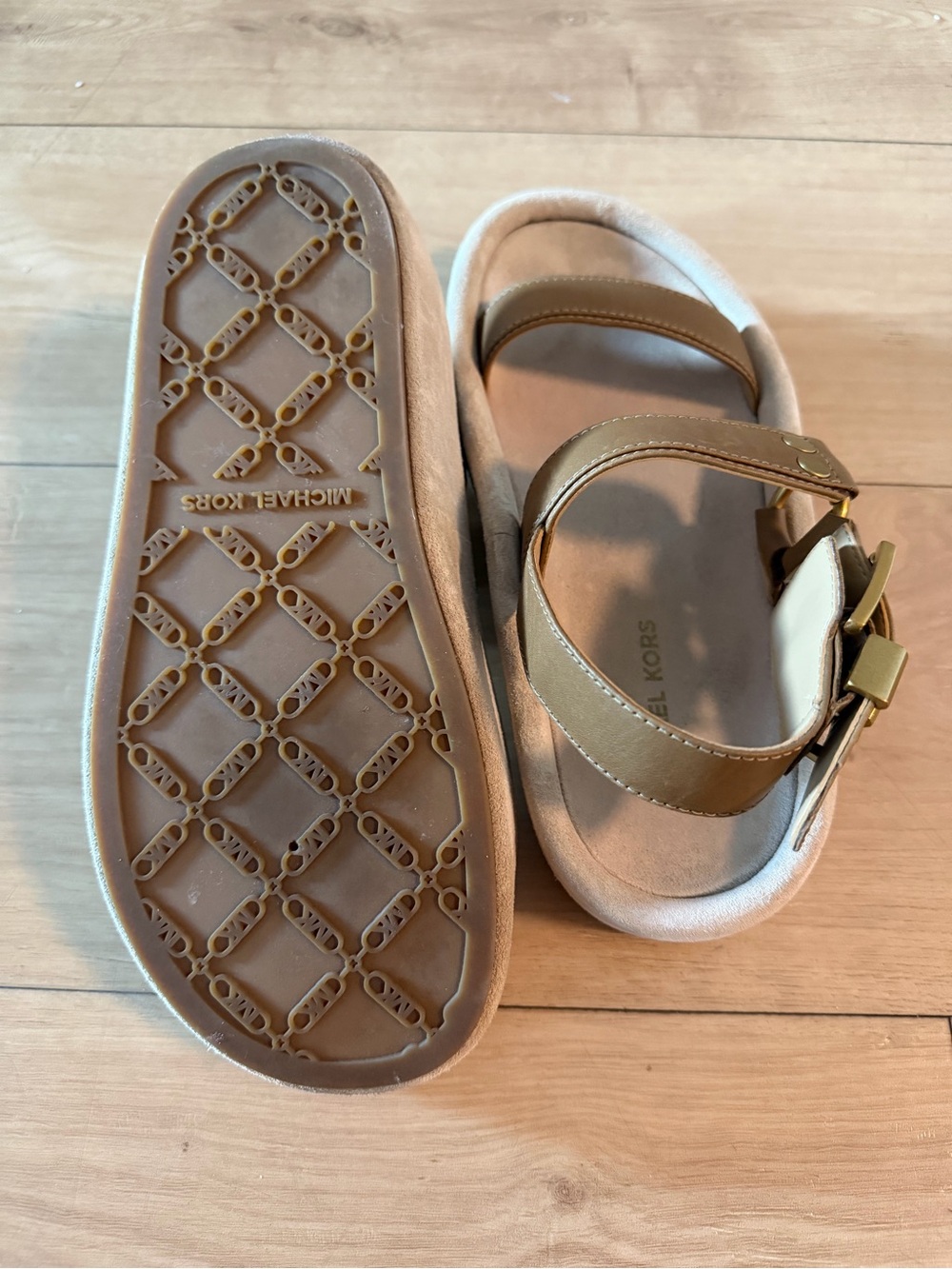 Michael Kors Leather Strap Platform Sandals with Gold Hardware - Picture 3 of 3